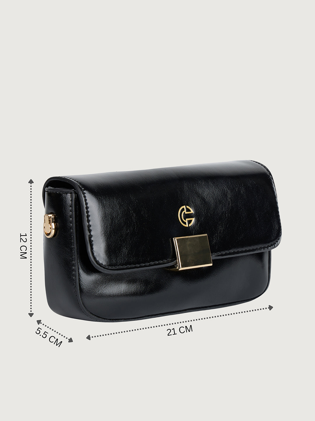 The Lena Crossbody Bag in - JET BLACK