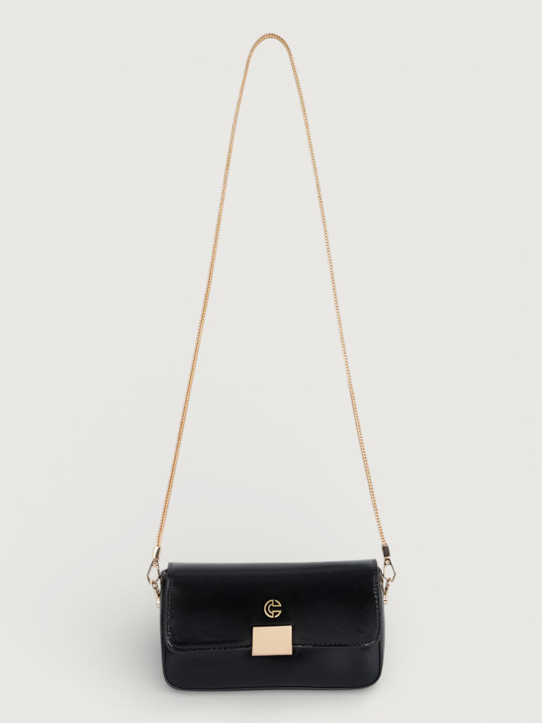 The Lena Crossbody Bag in - JET BLACK