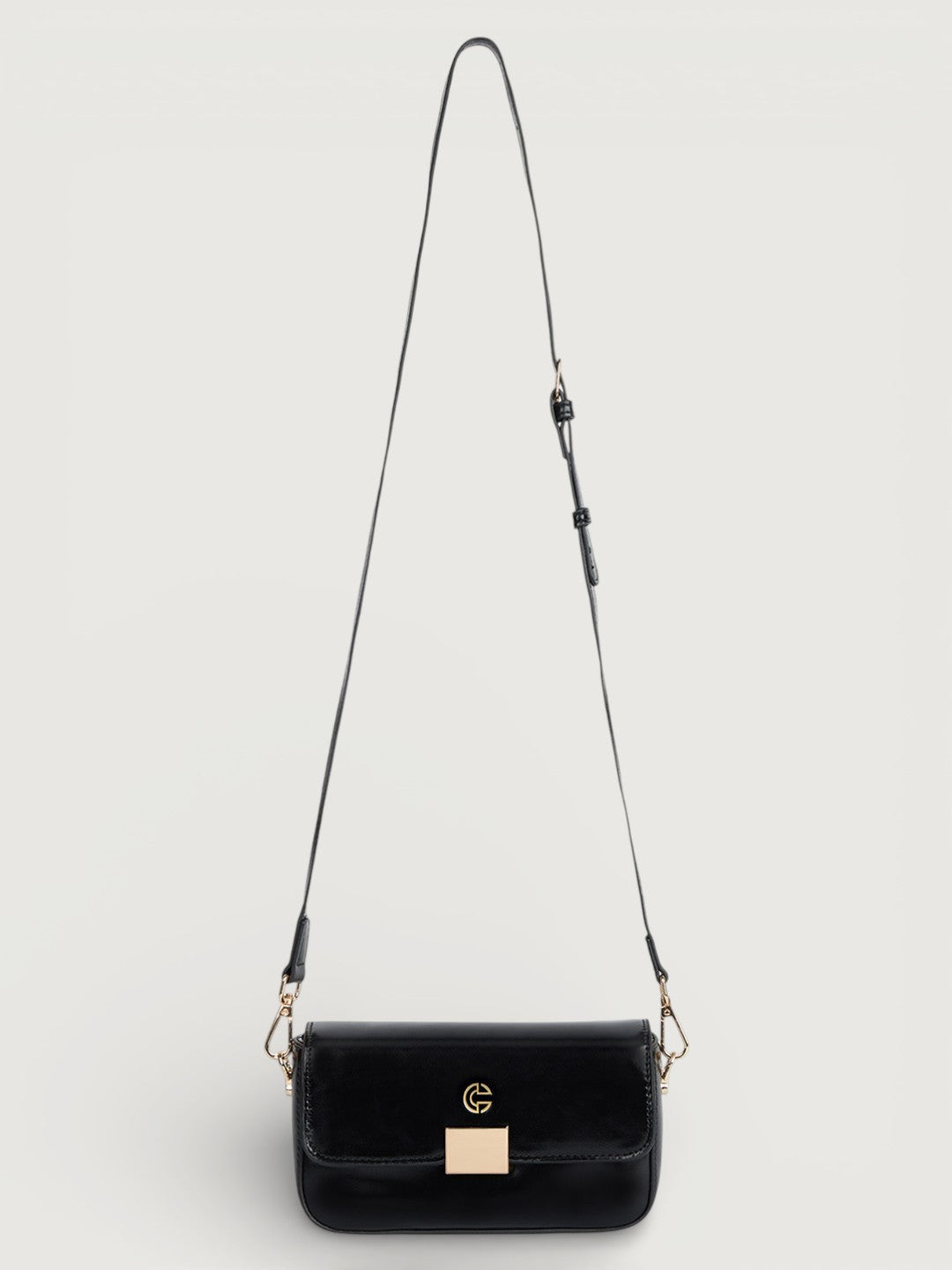 The Lena Crossbody Bag in - JET BLACK