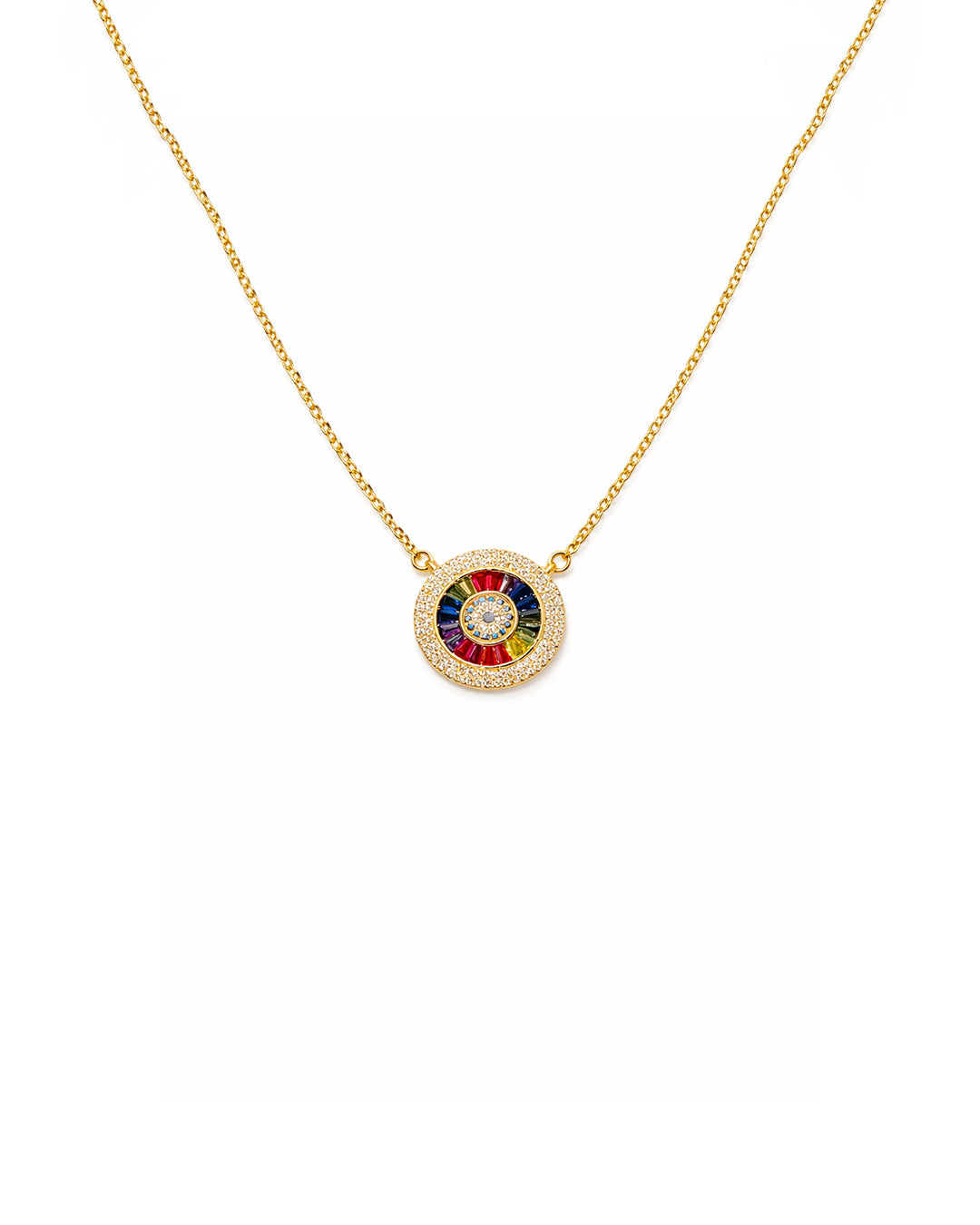 Rainbow Halo Pendant Necklace