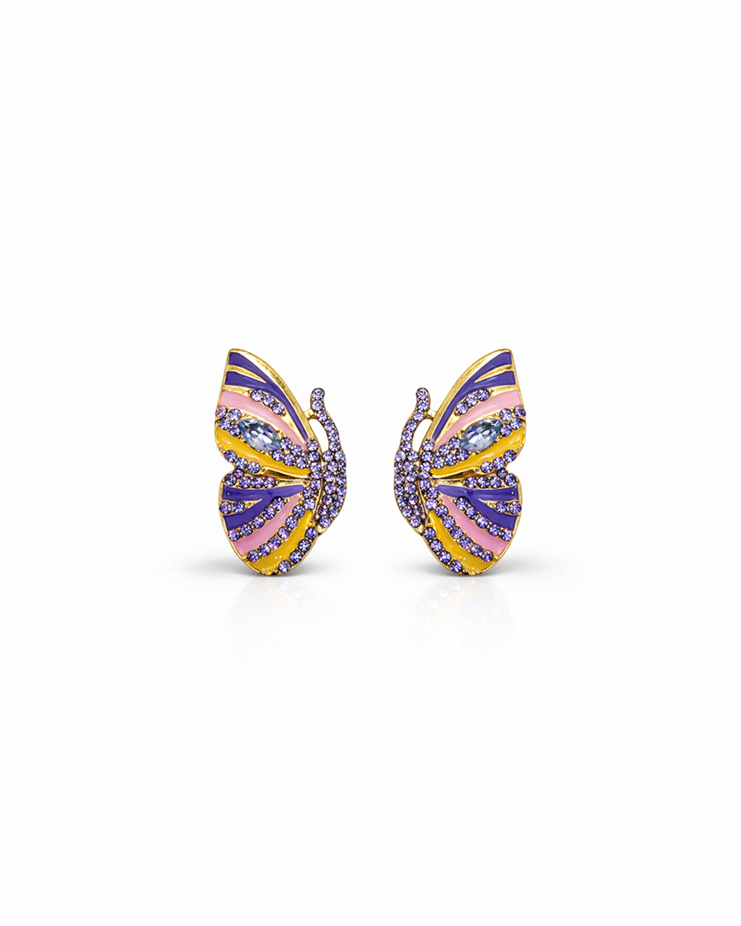 Pastel Butterfly Crystal Stud Earrings
