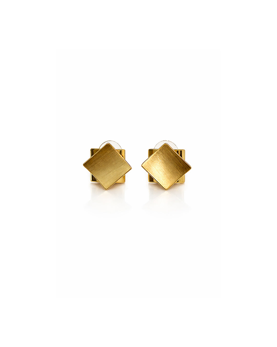 Golden Geo Square Stud Earrings