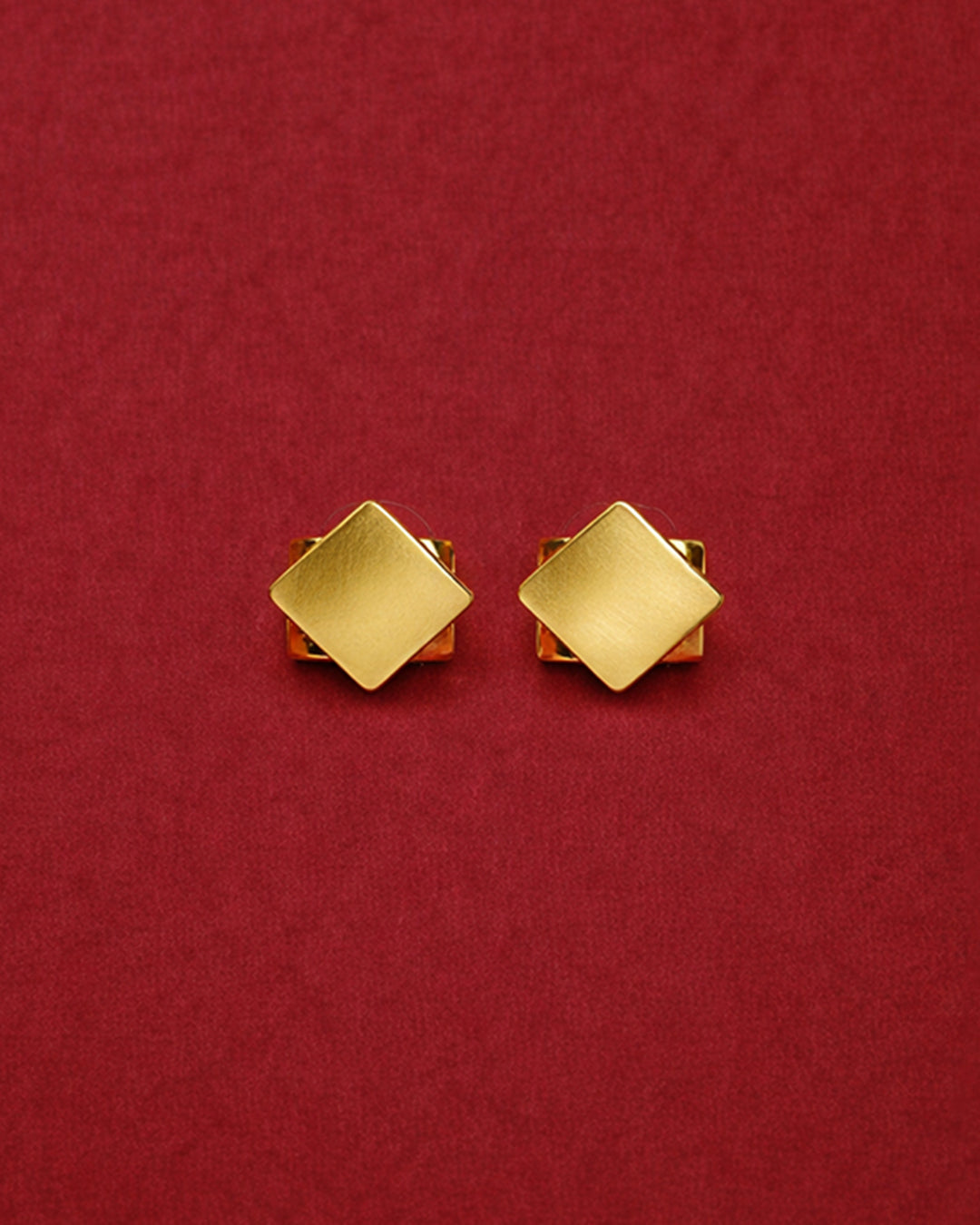 Golden Geo Square Stud Earrings