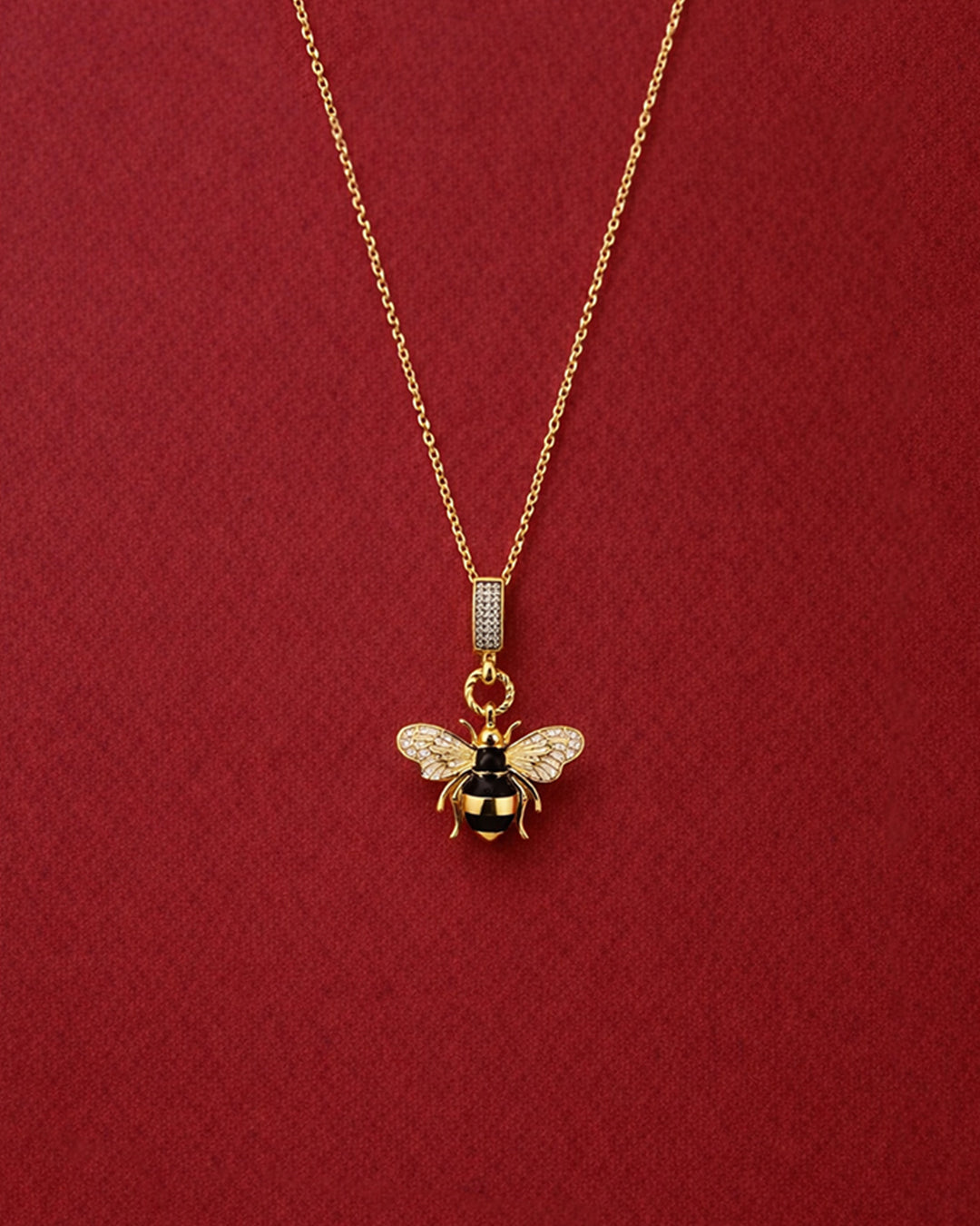 Golden Honeybee Charm Necklace