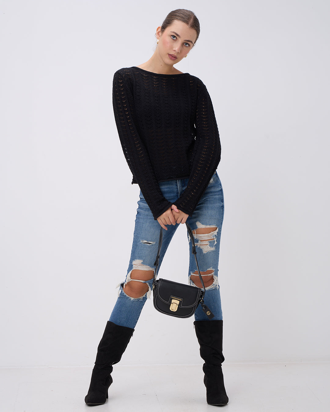 The Clover Crossbody-BLACK