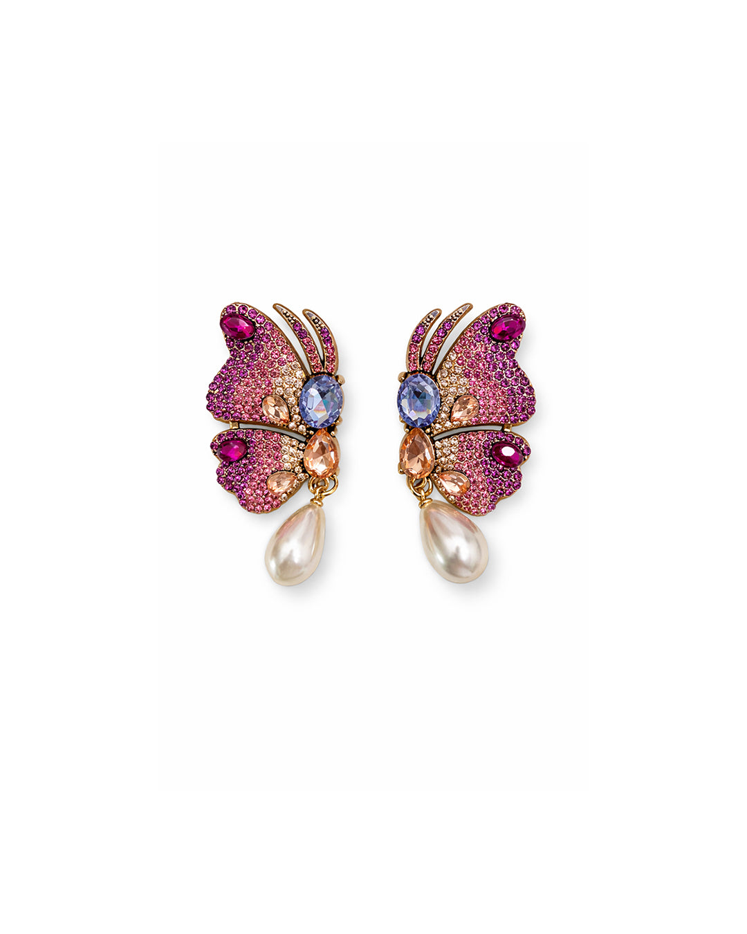 Enchanted Butterfly Pearl Drop Earrings