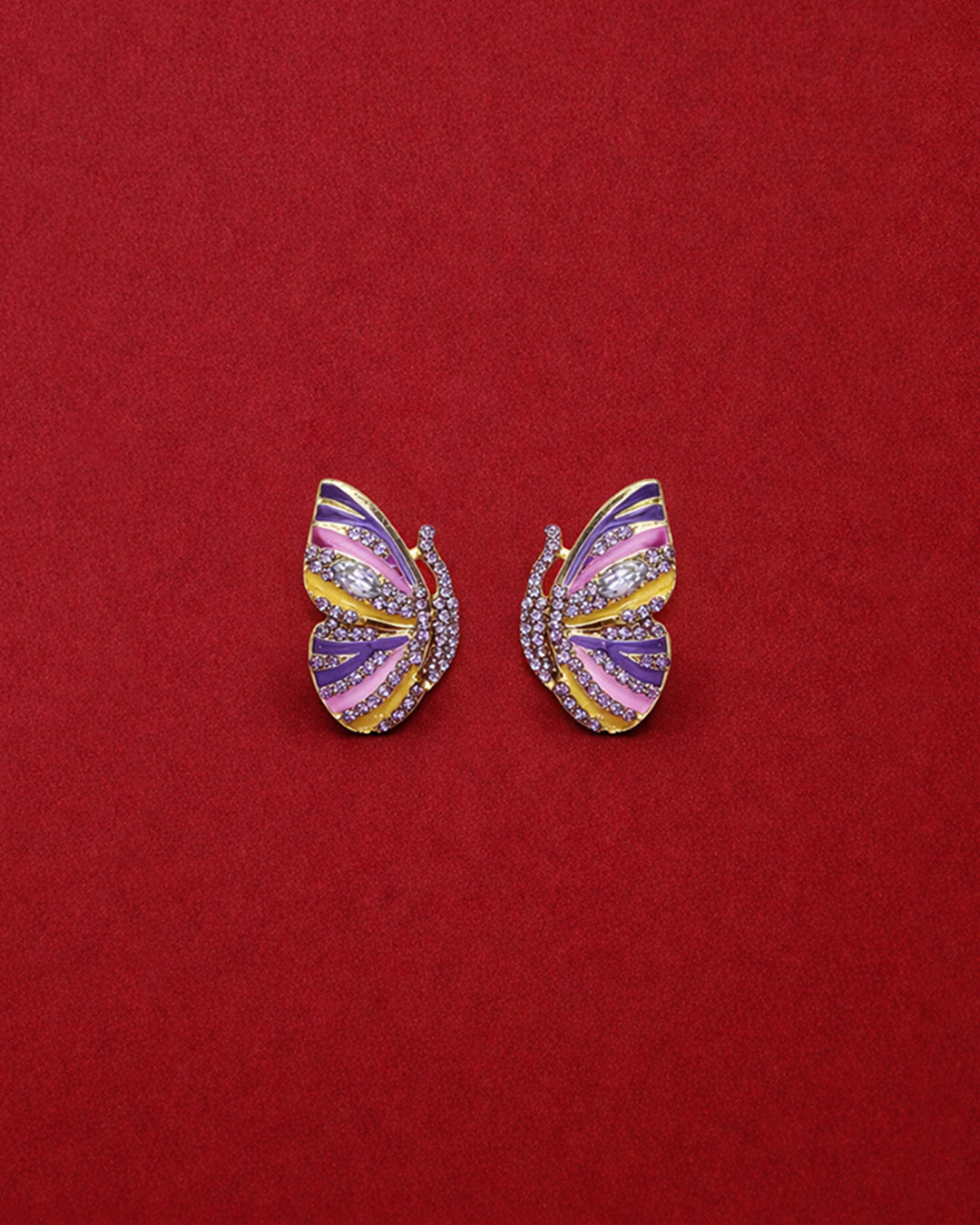Pastel Butterfly Crystal Stud Earrings
