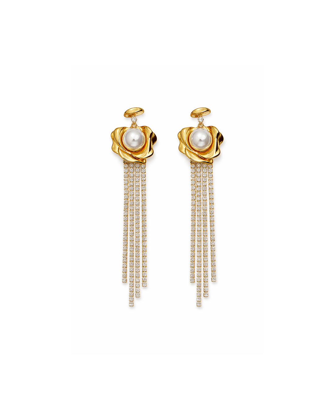 Golden Pearl Cascade Earrings