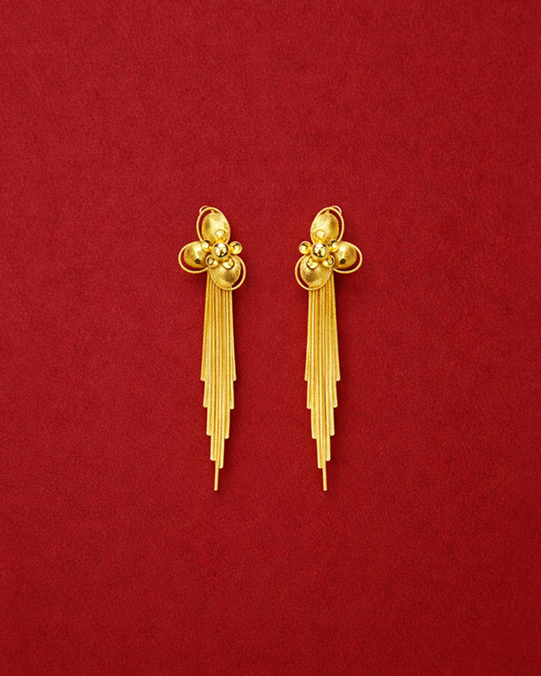 Golden Blossom Tassel Earrings