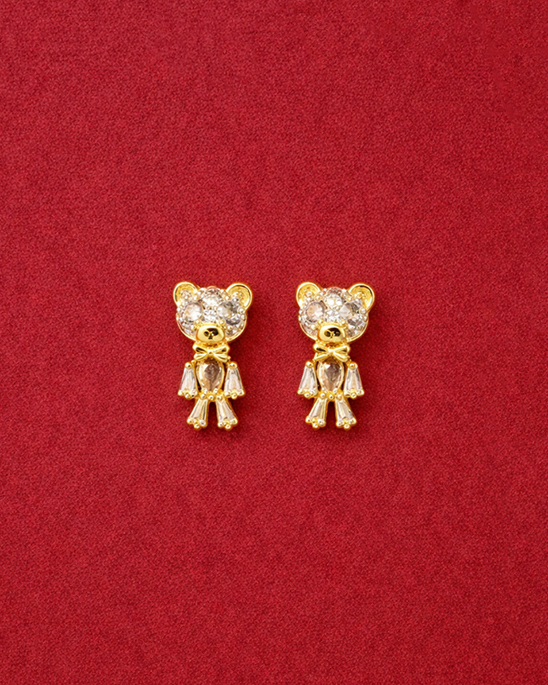 Crystal Teddy Charm Earrings