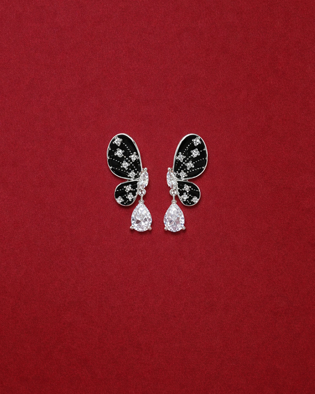 Crystal Butterfly Drop Earrings