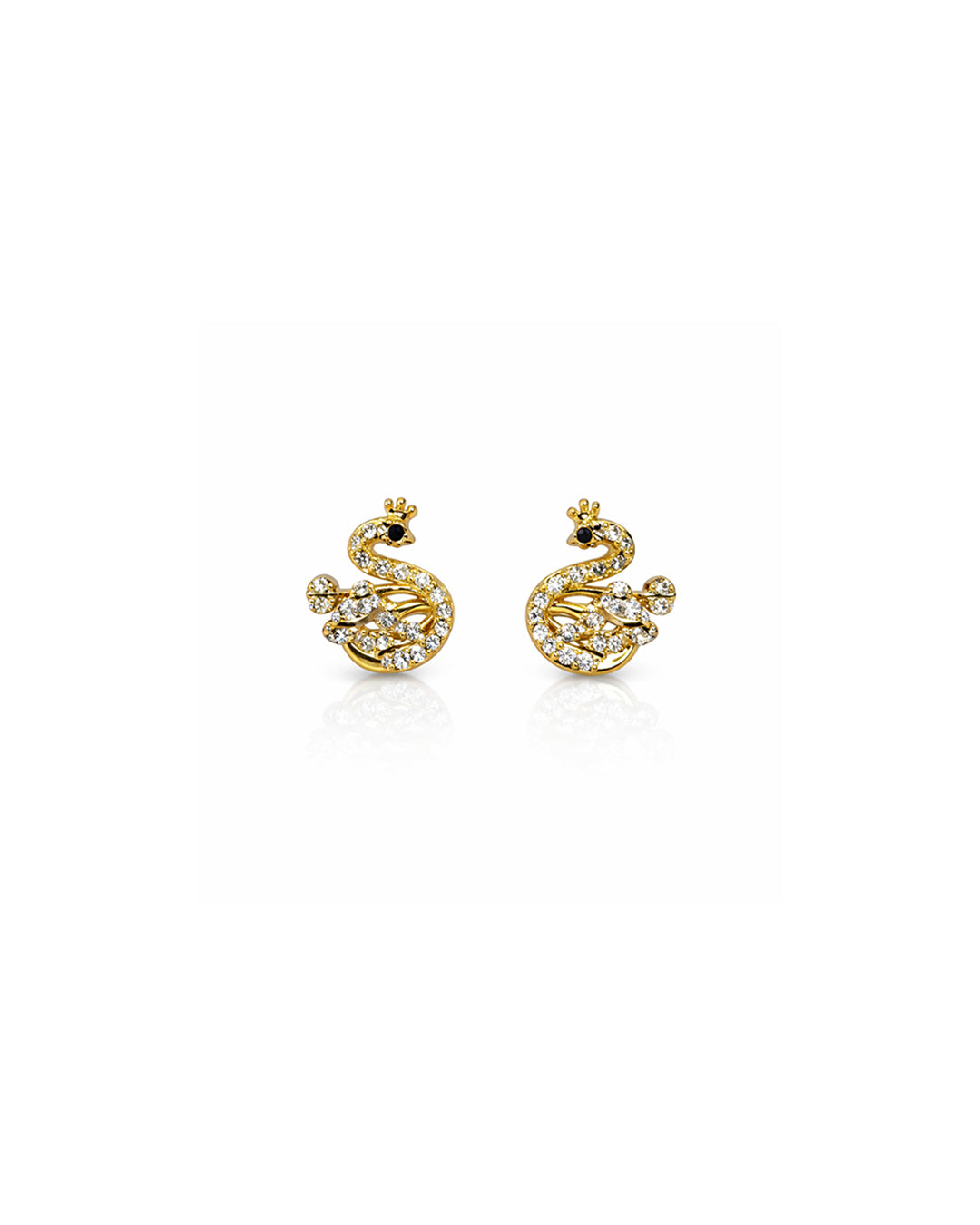 Golden Swan Crystal Stud Earrings