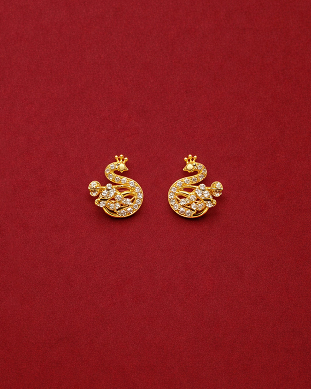 Golden Swan Crystal Stud Earrings