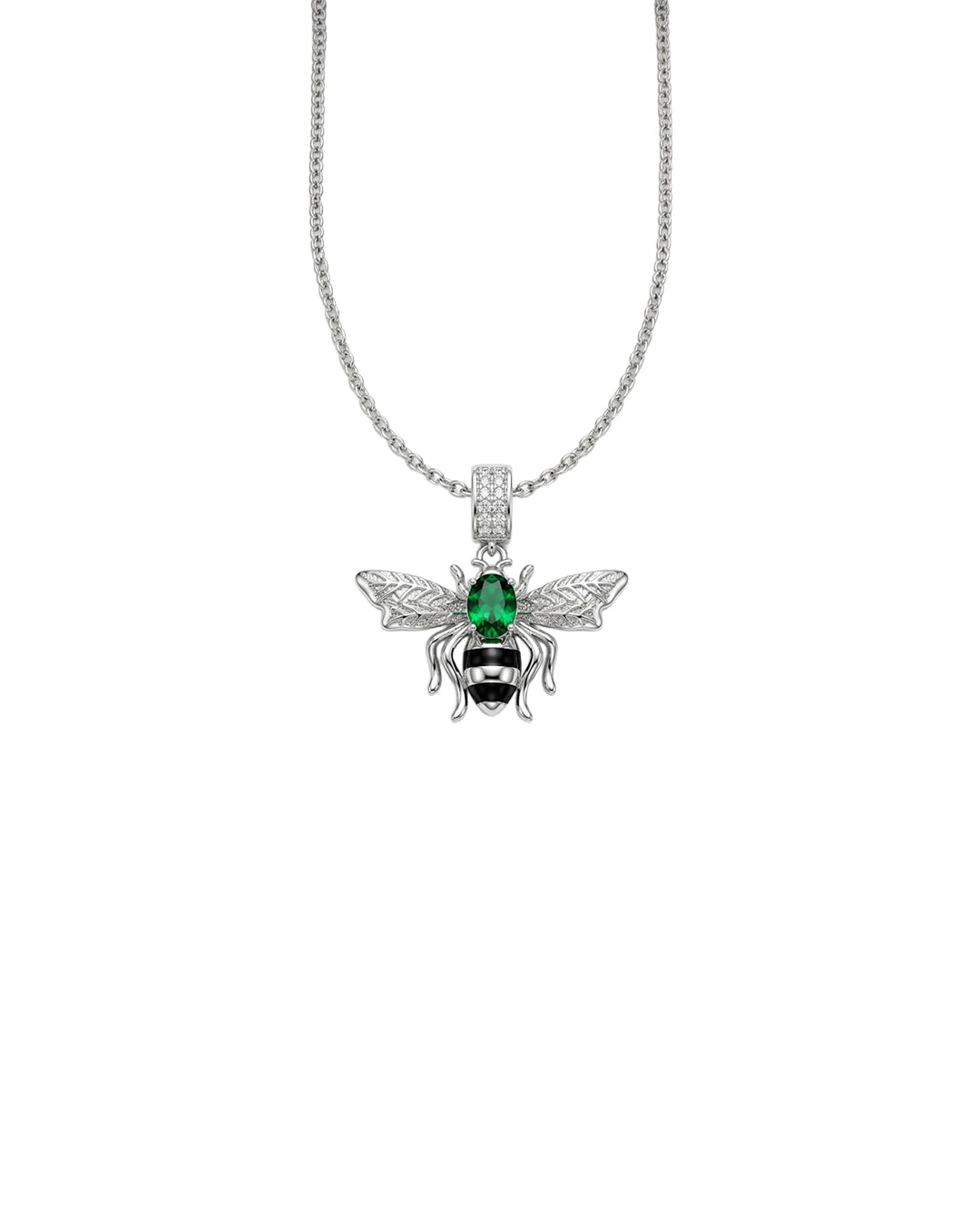 Emerald Bee Charm Necklace